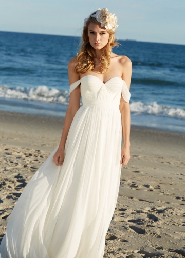 Exquisite Chiffon Summer Beach Wedding Dresses with Off-the-shoulder