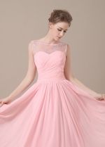 Elegant Chiffon Bateau Neckline Full-length A-line Bridesmaid Dresses