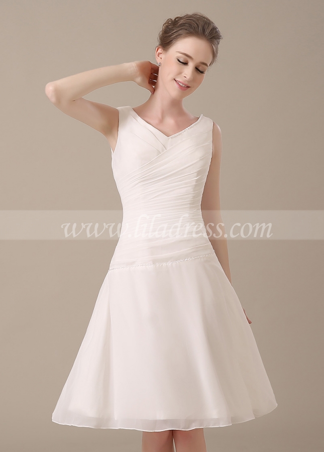 Sweet Chiffon V-neck Neckline Knee-length A-line Bridesmaid Dresses