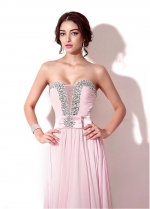 Fashionable Chiffon Sweetheart Neckline A-line Prom Dresses With Beadings