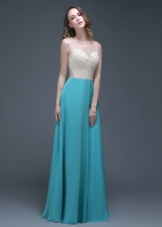 Elegant Chiffon Jewel Neckline Full-length A-line Evening Dresses
