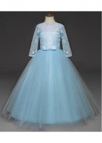 Lace & Tulle Jewel Neckine Ball Gown Flower Girl Dresses