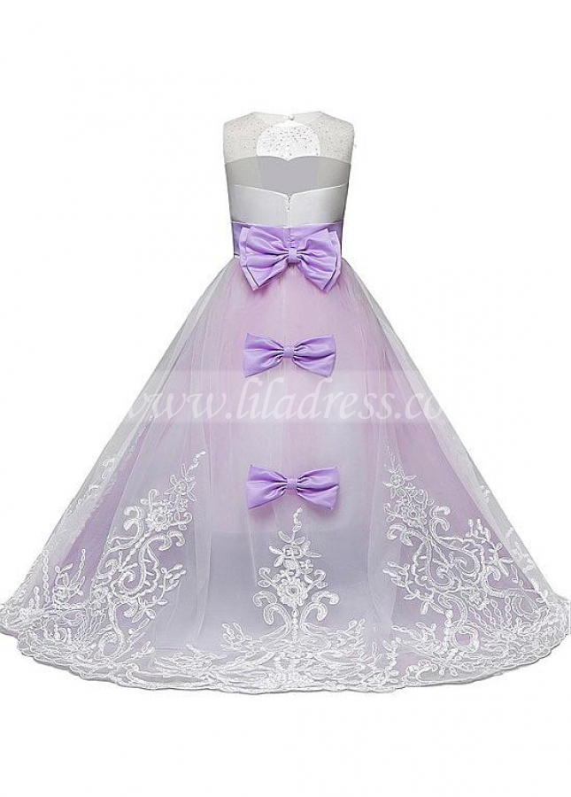 Modern Tulle & Lace Jewel Neckline A-line Flower Girl Dresses With Beadings