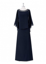 Fascinating Chiffon Scoop Neckline Full-length Sheath/Column Mother Of The Bride Dresses With Beadings
