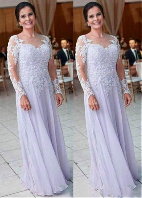 Stunning Tulle & Chiffon Jewel Neckline A-line Mother Of The Bride Dress With Beaded Lace Appliques