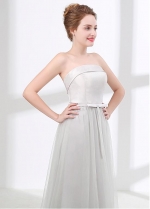 Gorgeous Tulle & Satin Strapless Neckline A-line Bridesmaid Dress With Bowknot