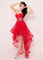 Exquisite Tulle Sweetheart Neckline Hi-lo A-line Prom Dresses