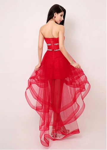 Exquisite Tulle Sweetheart Neckline Hi-lo A-line Prom Dresses