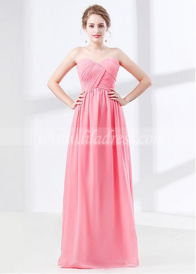 Beautiful Chiffon Sweetheart Neckline A-line Bridesmaid Dress With Pleats