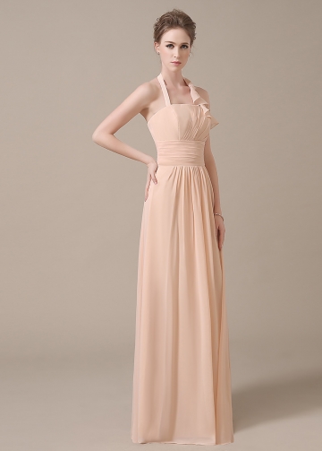 Stunning Chiffon Halter Neckline Full-length A-line Bridesmaid Dresses