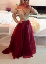 Brilliant Tulle & Organza Square Neckline A-line Prom Dresses With Lace Appliques & Beadings & Rhinestones