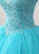 Splendid Tulle & Satin High Collar Floor-length Ball Gown Quinceanera Dresses With Beaded Lace Appliques