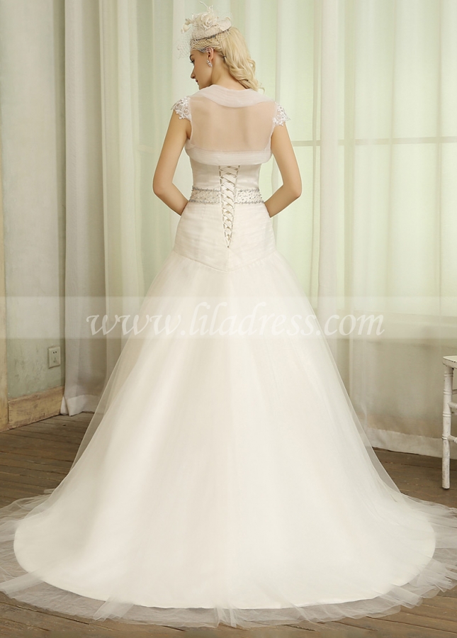 Elegant Tulle Sweetheart Neckline Ball Gown Wedding Dresses With Detachable Jacket