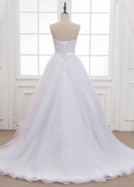 Gorgeous Tulle Strapless Neckline Wedding Dress With Lace Appliques & Belt