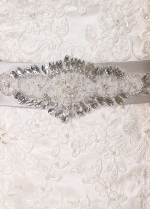 Romantic Satin Queen Anne Neckline Lace Appliques Mermaid Wedding Dresses