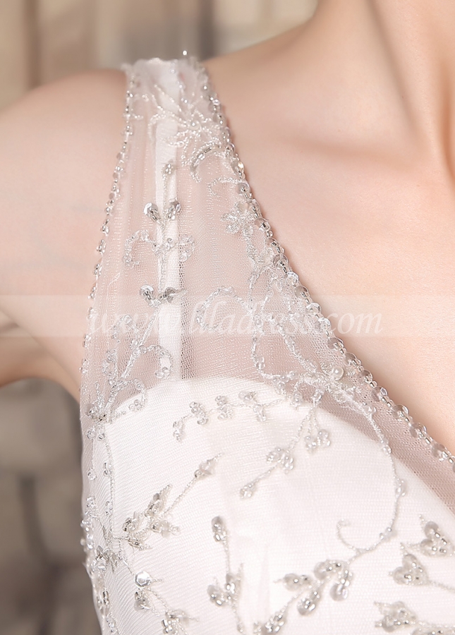 Chic Satin V-neck Neckline Mermaid Wedding Dresses