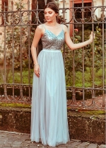 Conspicuous Tulle & Sequin Lace Spaghetti Straps Neckline A-line Prom/Evening Dresses
