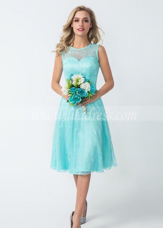 Glamorous Lace Bridesmaid Dress Knee Length
