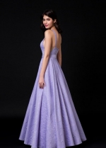 Illusion Insert Lavender Lace Evening Dress Backless