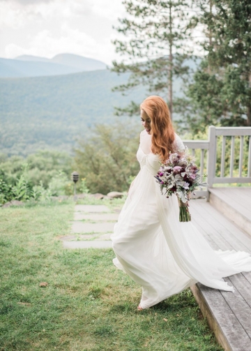 Illusion Lace Cap Sleeves Chiffon Rustic Wedding Dress