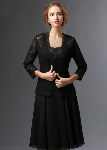 Lace Chiffon Short Mother of the Bride Dresses with Bolero