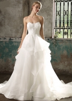 Lace Strapless Ruffles Organza Bridal Gowns 2023 vestido de casamento