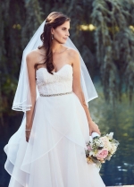 Lace Sweetheart Organza Wedding Dresses with Beaded Waistband