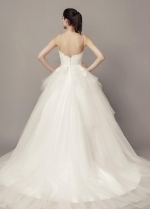 Lace Bodice Tulle Wedding Dresses Spaghetti Straps