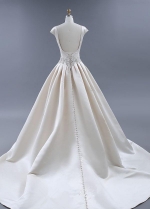 Modest Light Champagne Wedding Dresses Ball Gown with Beaded Sash