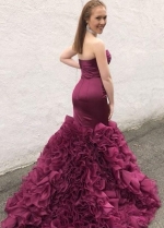 Mermaid Style Prom Dresses with Ruffles Organza Skirt