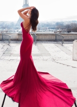 Mermaid Style Evening Dress with Lace-up Backless
