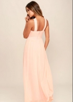 Peach Chiffon Bridesmaid Dresses Long Maxi Dress