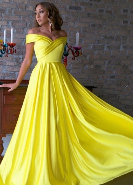 Pleated Off-the-shoulder Long Prom Dress Websites