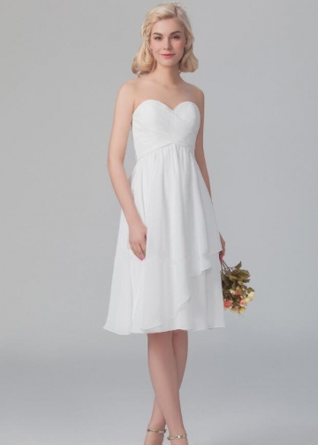 Pleat Sweetheart Chiffon Little White Dresses for Party