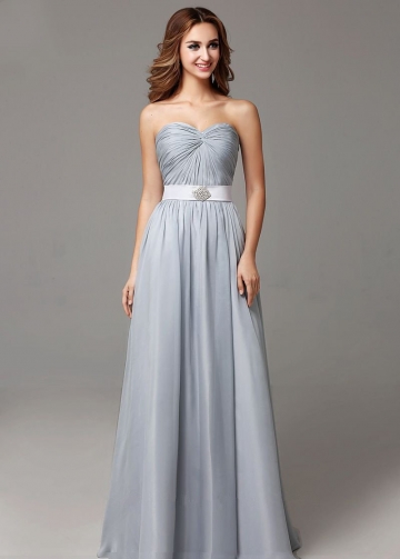 Ruched Sweetheart A-line Bridesmaid Gown Long vestido de dama de honra