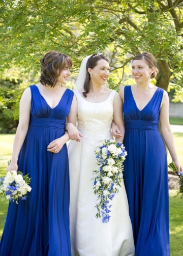 Ruched V-neckline A-line Blue Wedding Party Dresses vestido de festa de casamento