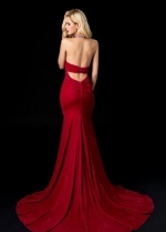 Red Velvet Mermaid Evening Dresses with Jewelry Neck