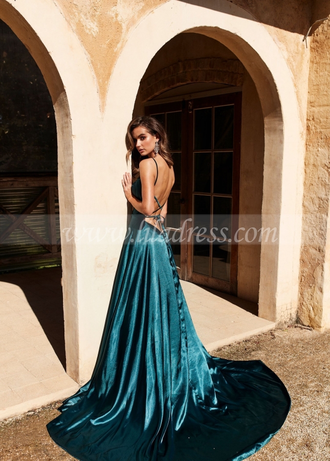 Royal Blue Prom Dresses with Long Side Slit