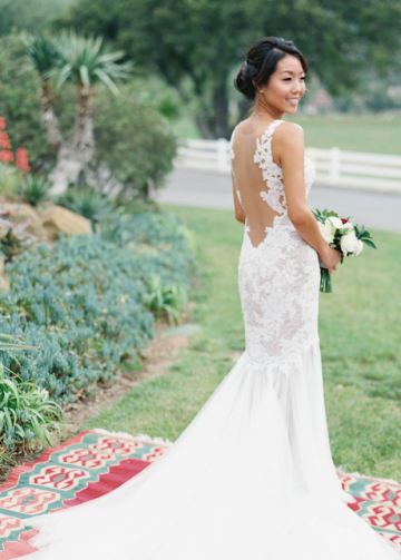 Sheer Neckline Appliqued Lace Bride Outdoor Wedding Gowns 2018