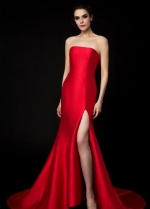 Satin Strapless Red Evening Gown Mermaid Style
