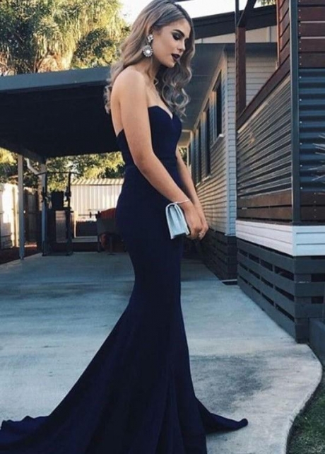 Strapless Mermaid Prom Gown with Sweep Train