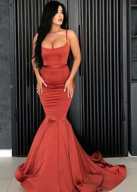 Square Neckline Mermaid Prom Dress with Double Straps