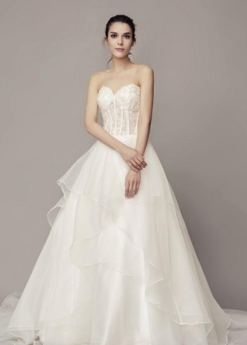 Sweetheart Lace Corset Wedding Dress with Organza Skirt