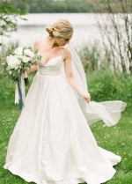 Simple Satin Bridal Gowns Dress with Spaghetti Straps