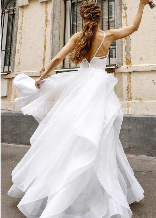Sweet Girl Wedding Dresses Lace Bodice Horsehair Trim Skirt