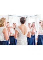 Two-Piece Bridesmaid Dress Royal Blue Skirt with Lace Separate Top