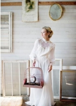 Vintage Chiffon Bridal Gown with Loose Long Sleeves