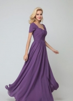 Wrapped Shoulders Chiffon Long Wedding Party Dress for Bridesmaid