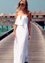White Chiffon Summer Wedding Gown Backless vestido de casamento