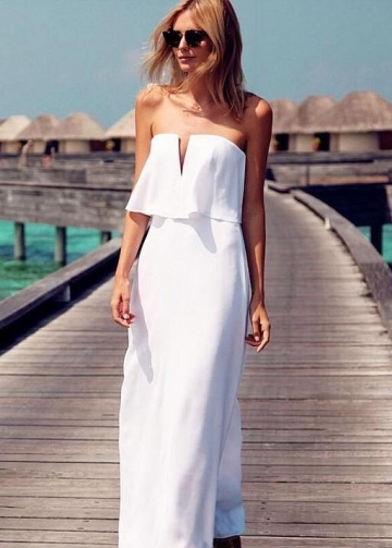 White Chiffon Summer Wedding Gown Backless vestido de casamento